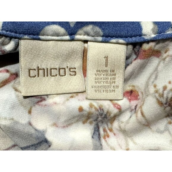 Chico's Refreshing Floral Paisley Print Bell Sleeve Shift Dress Sz 1 Medium - Picture 5 of 7